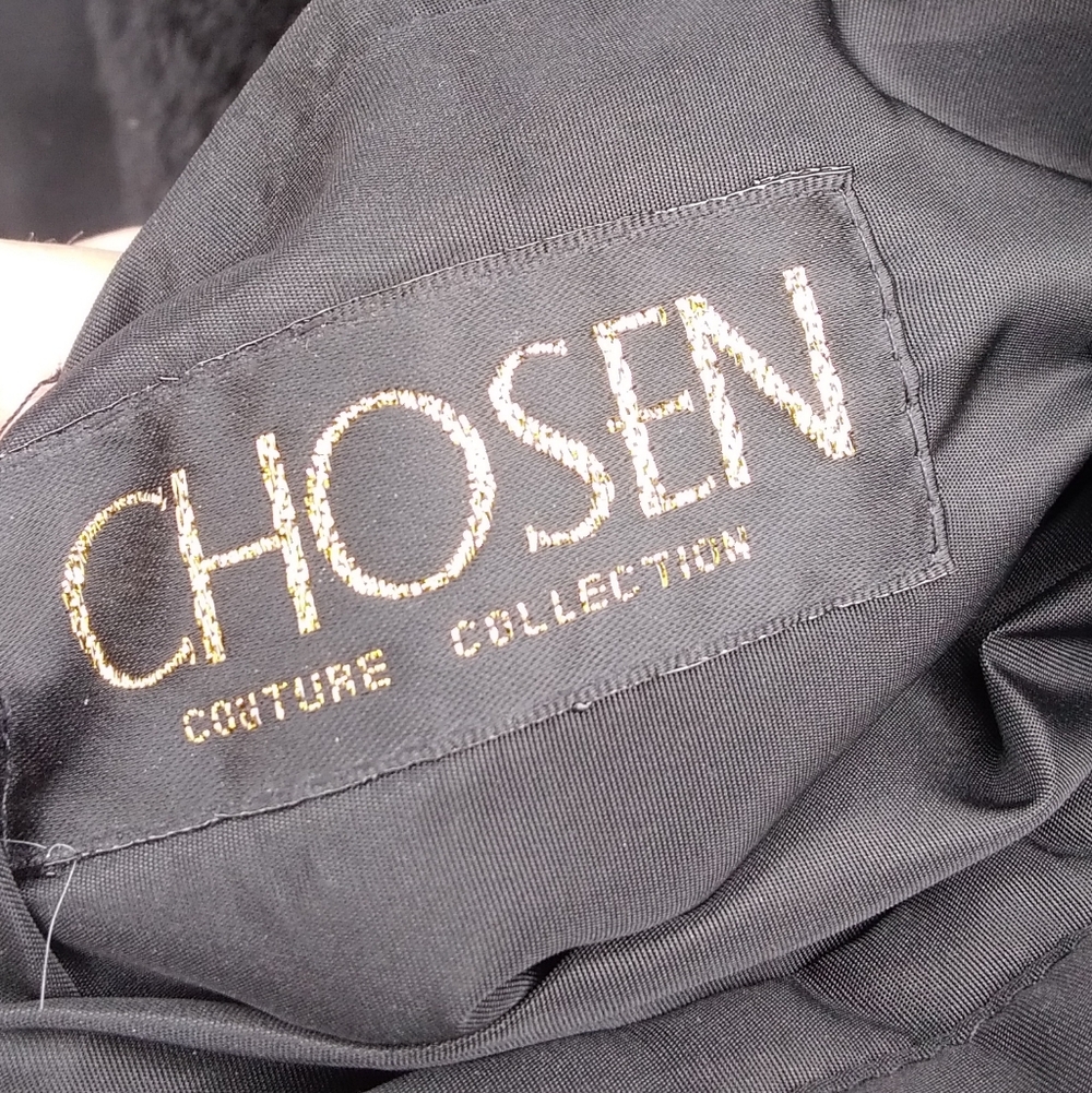 Chosen Couture Coat Fur Black Womens 14 Jacket Buttons Real Trim Collar Cuffs - Picture 5 of 7